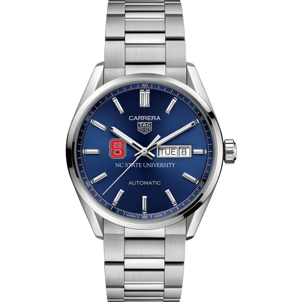 NC State Men&#39;s TAG Heuer Carrera with Blue Dial &amp; Day-Date Window Shot #2