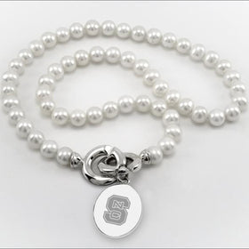 NC State Pearl Necklace with Sterling Silver Charm Shot #1