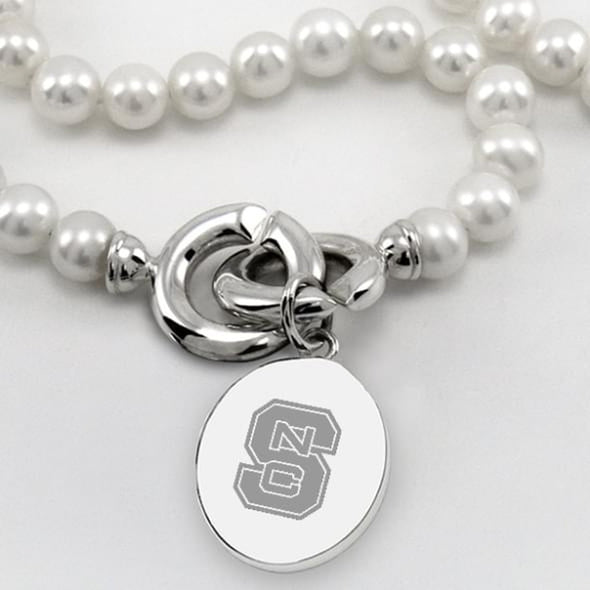 NC State Pearl Necklace with Sterling Silver Charm Shot #2