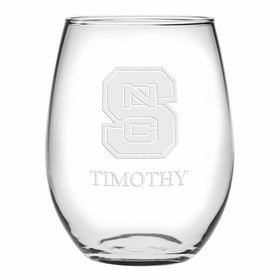 NC State Stemless Wine Glasses Made in the USA - Set of 4 Shot #1