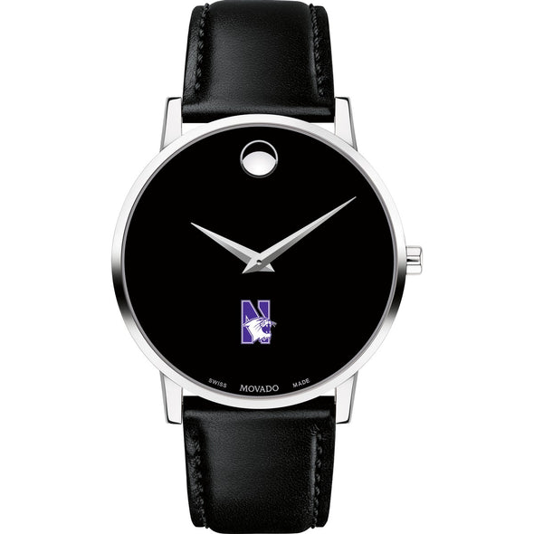 Northwestern Men&#39;s Movado Museum with Leather Strap Shot #2