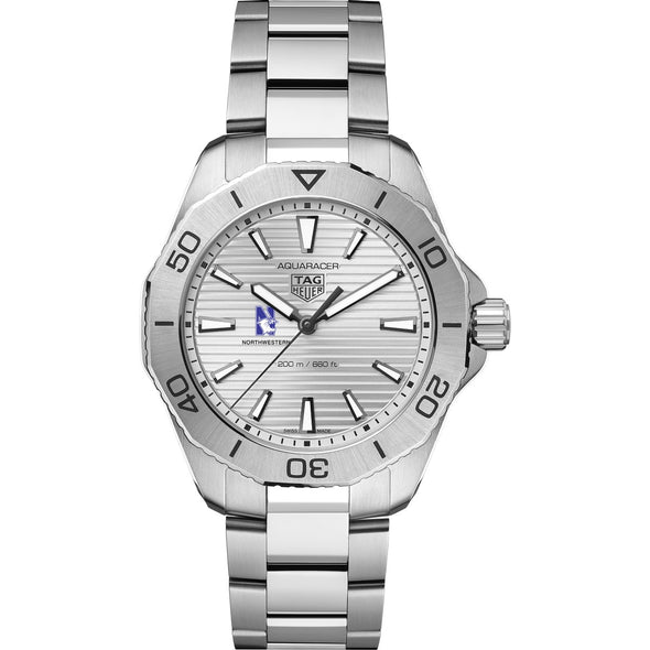 Northwestern Men&#39;s TAG Heuer Steel Aquaracer with Silver Dial Shot #2