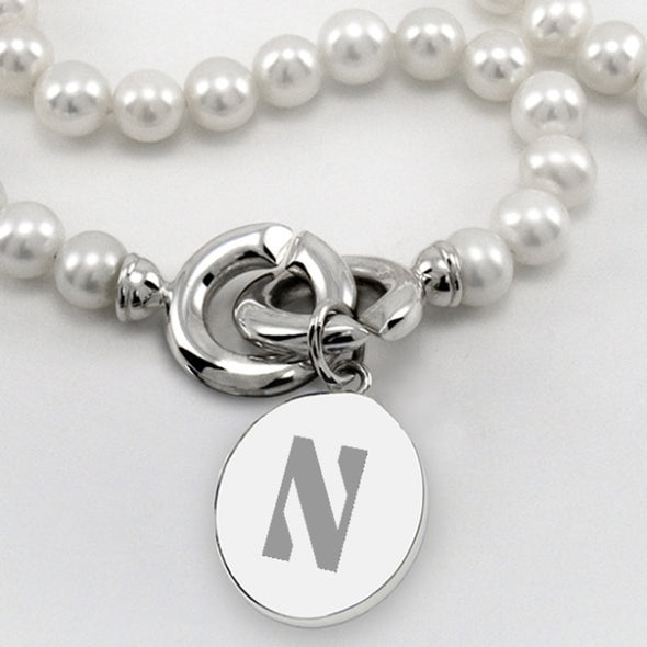 Northwestern Pearl Necklace with Sterling Silver Charm Shot #2