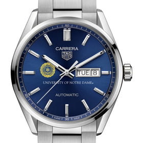 Notre Dame Men&#39;s TAG Heuer Carrera with Blue Dial &amp; Day-Date Window Shot #1