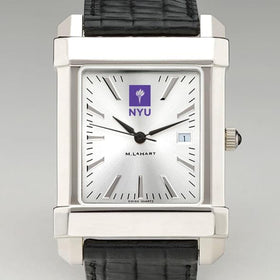 NYU Men&#39;s Collegiate Watch with Leather Strap Shot #1