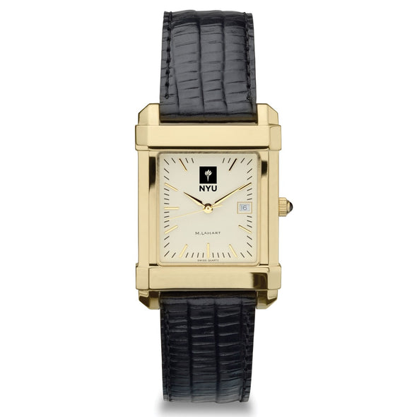 NYU Men&#39;s Gold Quad with Leather Strap Shot #2