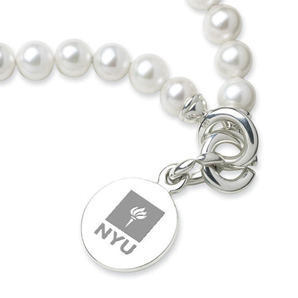 NYU Pearl Bracelet with Sterling Silver Charm Shot #2