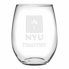 NYU Stemless Wine Glasses Made in the USA - Set of 2 Shot #1
