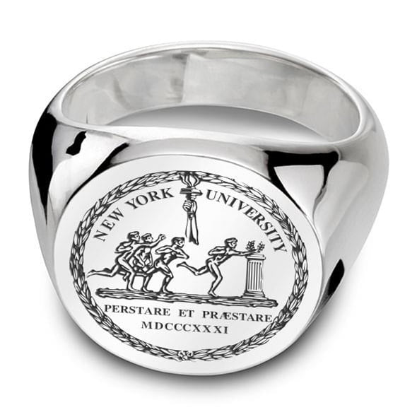 NYU Sterling Silver Round Signet Ring Shot #1