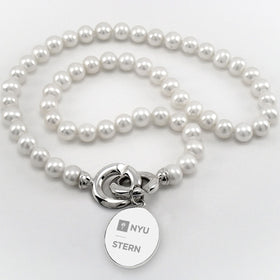 NYU Stern Pearl Necklace with Sterling Silver Charm Shot #1