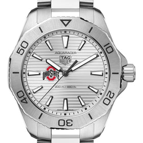 Ohio State Men&#39;s TAG Heuer Steel Aquaracer with Silver Dial Shot #1