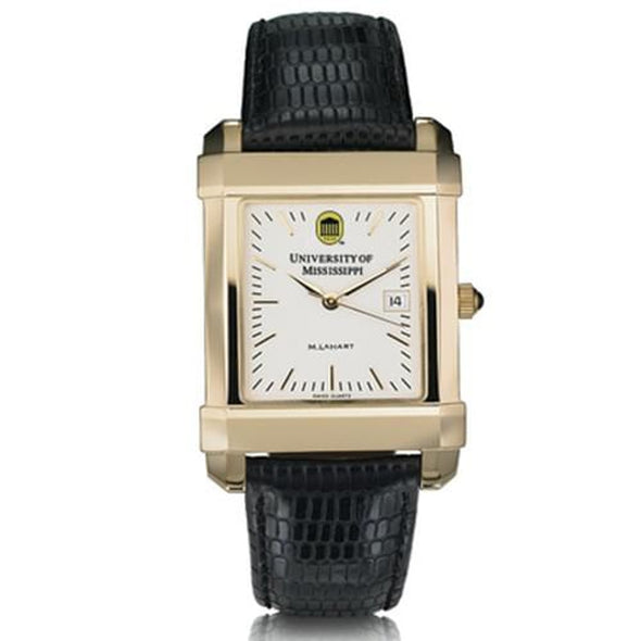 Ole Miss Men&#39;s Gold Quad with Leather Strap Shot #2