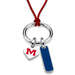 Ole Miss Silk Necklace with Enamel Charm & Sterling Silver Tag