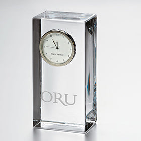 Oral Roberts Tall Glass Desk Clock by Simon Pearce Shot #1