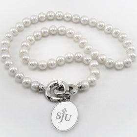 Saint Joseph&#39;s Pearl Necklace with Sterling Silver Charm Shot #1