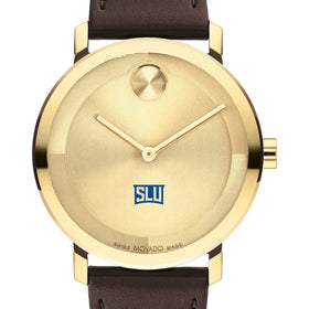 Saint Louis University Men&#39;s Movado BOLD Gold with Chocolate Leather Strap Shot #1