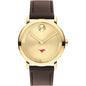 Southern Methodist University Men's Movado BOLD Gold with Chocolate Leather Strap Shot #2