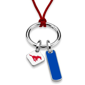 Southern Methodist University Silk Necklace with Enamel Charm &amp; Sterling Silver Tag Shot #1
