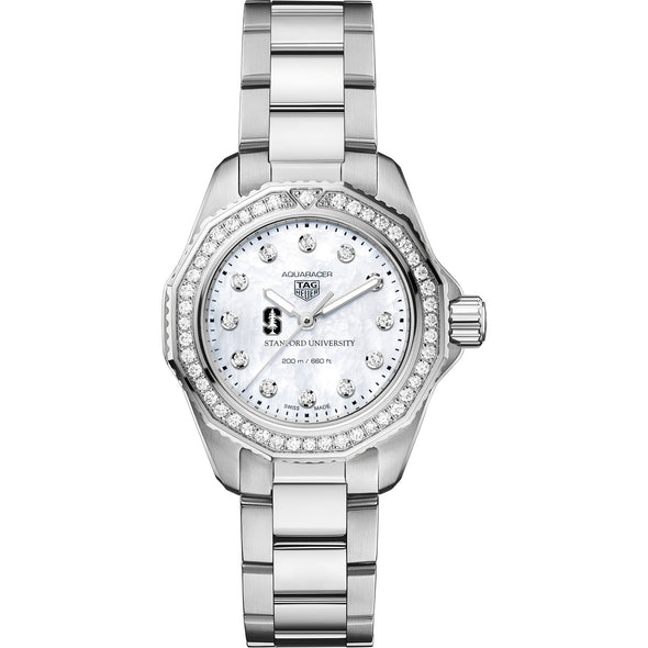 Stanford Women&#39;s TAG Heuer Steel Aquaracer with Diamond Dial &amp; Bezel Shot #2