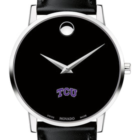 TCU Men&#39;s Movado Museum with Leather Strap Shot #1