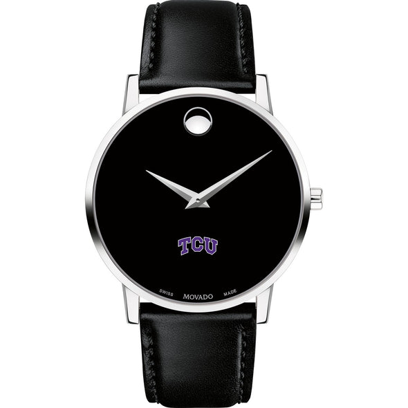 TCU Men&#39;s Movado Museum with Leather Strap Shot #2