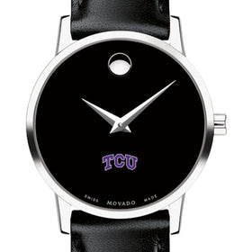 TCU Women&#39;s Movado Museum with Leather Strap Shot #1