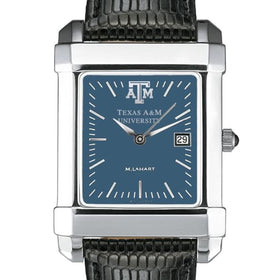 Texas A&amp;M Men&#39;s Blue Quad Watch with Leather Strap Shot #1