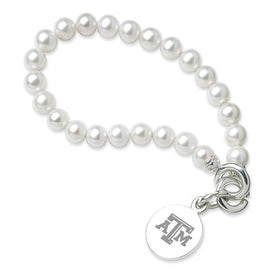 Texas A&amp;M Pearl Bracelet with Sterling Silver Charm Shot #1