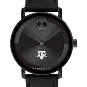 Texas A&amp;M University Men&#39;s Movado BOLD with Black Leather Strap Shot #1