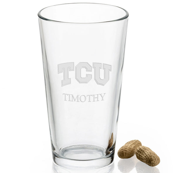 Texas Christian University 16 oz Pint Glass- Set of 2 Shot #2