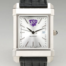 Texas Christian University Men&#39;s Collegiate Watch with Leather Strap Shot #1