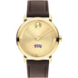Texas Christian University Men's Movado BOLD Gold with Chocolate Leather Strap Shot #2