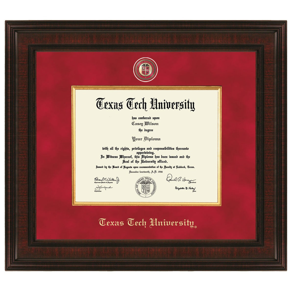Texas Tech Diploma Frame