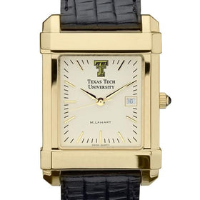 Texas Tech Men&#39;s Gold Quad with Leather Strap Shot #1