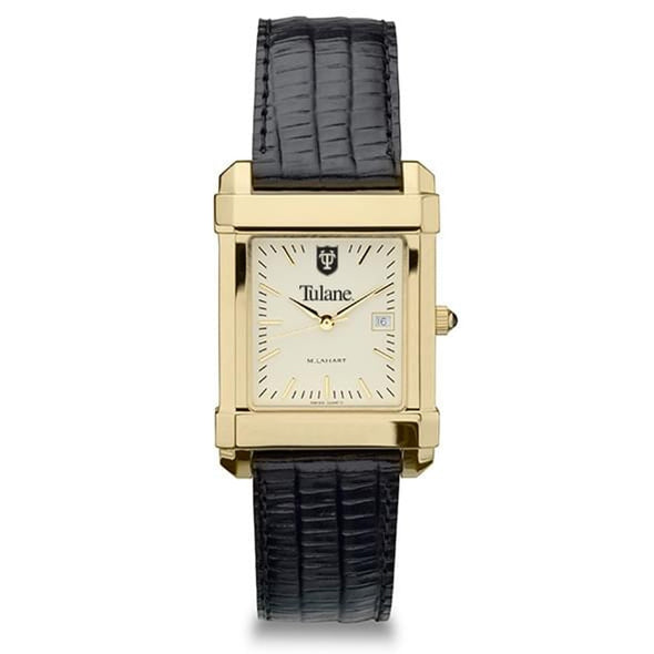 Tulane Men&#39;s Gold Quad with Leather Strap Shot #2