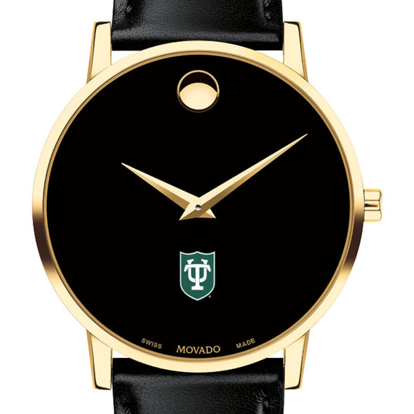 Tulane Men&#39;s Movado Gold Museum Classic Leather Shot #1