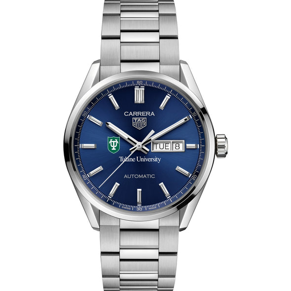 Tulane Men&#39;s TAG Heuer Carrera with Blue Dial &amp; Day-Date Window Shot #2