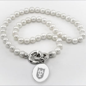 Tulane Pearl Necklace with Sterling Silver Charm Shot #1