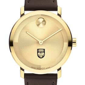 University of Chicago Men&#39;s Movado BOLD Gold with Chocolate Leather Strap Shot #1