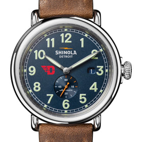 University of Dayton Shinola Watch, The Runwell Automatic 45 mm Blue Dial and British Tan Strap at M.LaHart &amp; Co. Shot #1