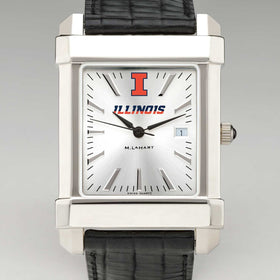 University of Illinois Men&#39;s Collegiate Watch with Leather Strap Shot #1