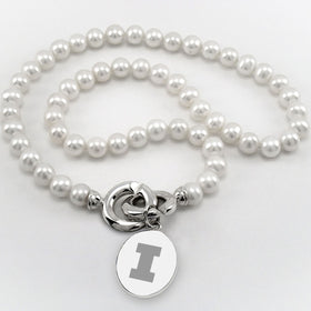 University of Illinois Pearl Necklace with Sterling Silver Charm Shot #1