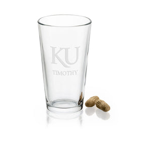 University of Kansas 16 oz Pint Glass- Set of 2 Shot #1