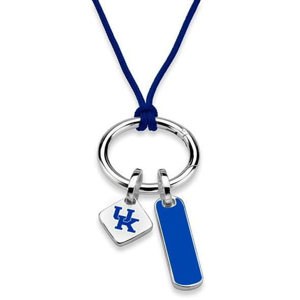 University of Kentucky Silk Necklace with Enamel Charm &amp; Sterling Silver Tag Shot #2