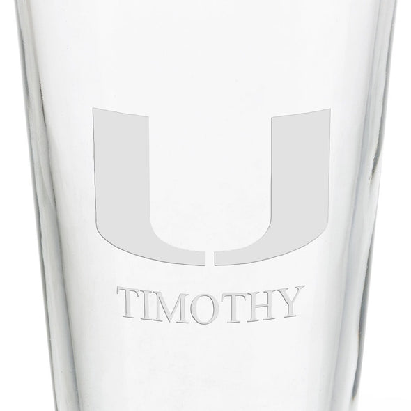 University of Miami 16 oz Pint Glass- Set of 2 Shot #3