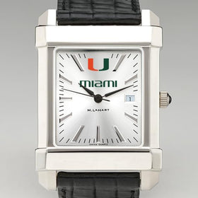 University of Miami Men&#39;s Collegiate Watch with Leather Strap Shot #1