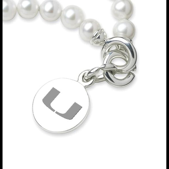 University of Miami Pearl Bracelet with Sterling Silver Charm Shot #2