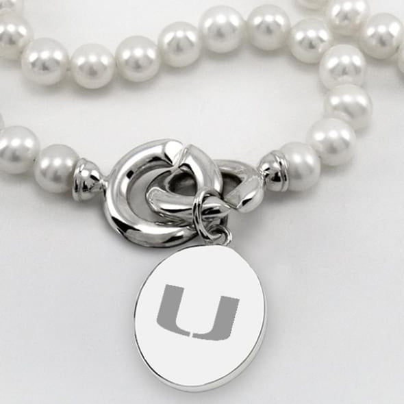 University of Miami Pearl Necklace with Sterling Silver Charm Shot #2