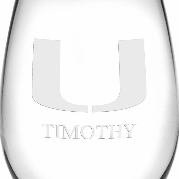 University of Miami Stemless Wine Glasses Made in the USA - Set of 2 Shot #3