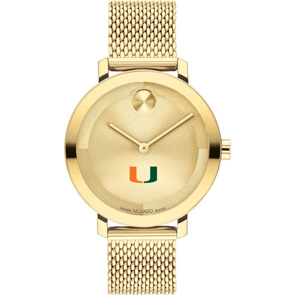 University of Miami Women&#39;s Movado Bold Gold with Mesh Bracelet Shot #2